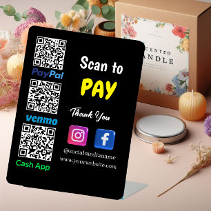 Signe De Table Paiement de code QR Venmo Paypal numérisation Ca