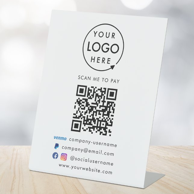 Signe De Table Paiement de code QR | Venmo Paypal Paiement Logo d (Créateur téléchargé)