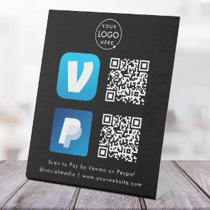 Signe De Table Paiement de code QR Venmo & Paypal Scan pour pay