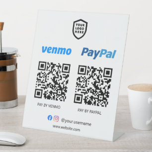Signe De Table Paiement de code QR Venmo & Paypal Scan pour pay