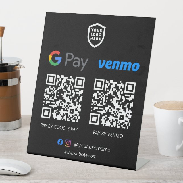 Signe De Table Paiement de code QR | Venmo & Paypal Scan pour pay (In SItu)