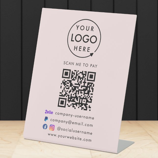 Signe De Table Paiement de code QR | Zelle Paypal Paiement Busine (Versatile digital payment tabletop signs for sales, retail stores, salons, pop-ups, events & more!)