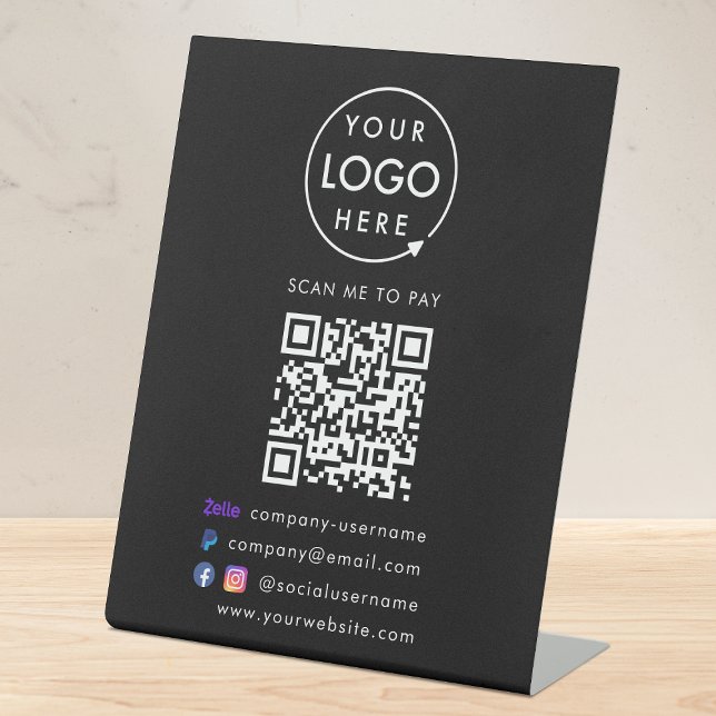 Signe De Table Paiement de code QR | Zelle Paypal Paiement Entrep (Versatile digital payment tabletop signs for sales, retail stores, salons, pop-ups, events & more!)