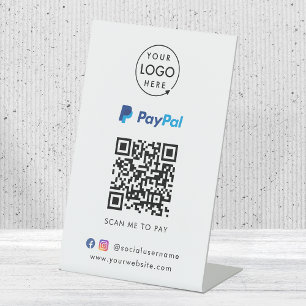 Signe De Table Paiement du code QR Paypal Analyser pour payer l