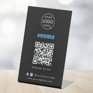 Signe De Table Paiement du code QR Venmo Analyse noire pour pay