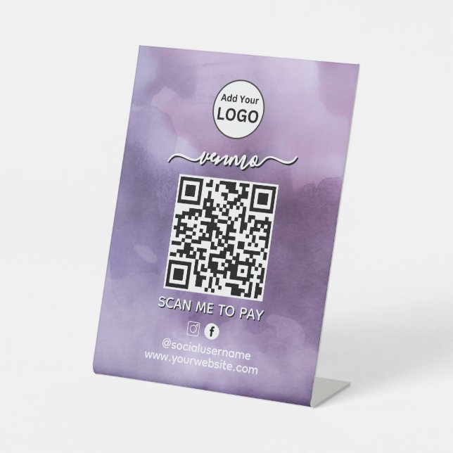 Signe De Table Paiement du code QR Venmo | Analyser pour payer le (Recto)