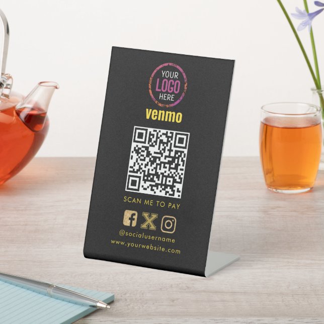 Signe De Table Paiement du code QR Venmo | Analyser pour payer le (In SItu)