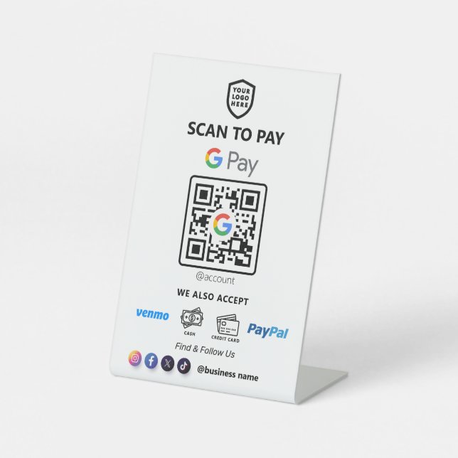 Signe De Table Paiement d'un code QR unique | Analyse blanche pou (Recto)