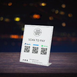 Signe De Table Paiement mobile sans contact PayPal Venmo Cash App