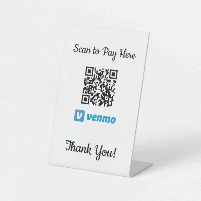 Signe De Table Paiement mobile Venmo | Analyser pour payer (Recto)