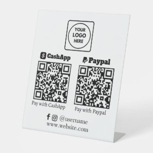 Signe De Table Paiement par code QR CashApp PayPal Logo personn