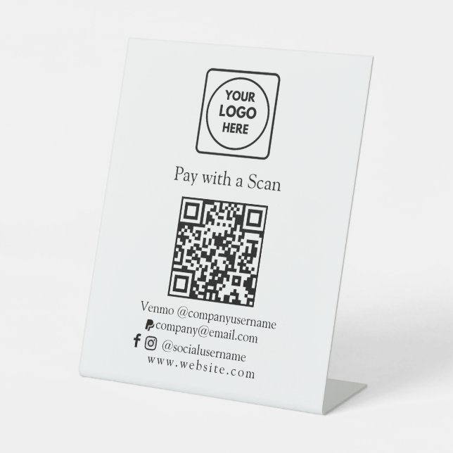 Signe De Table Paiement par code QR | Conception personnalisée de (Recto)