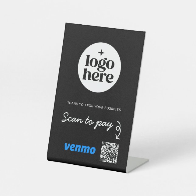 Signe De Table Paiement par code QR du logo d'entreprise Scannez  (Recto)