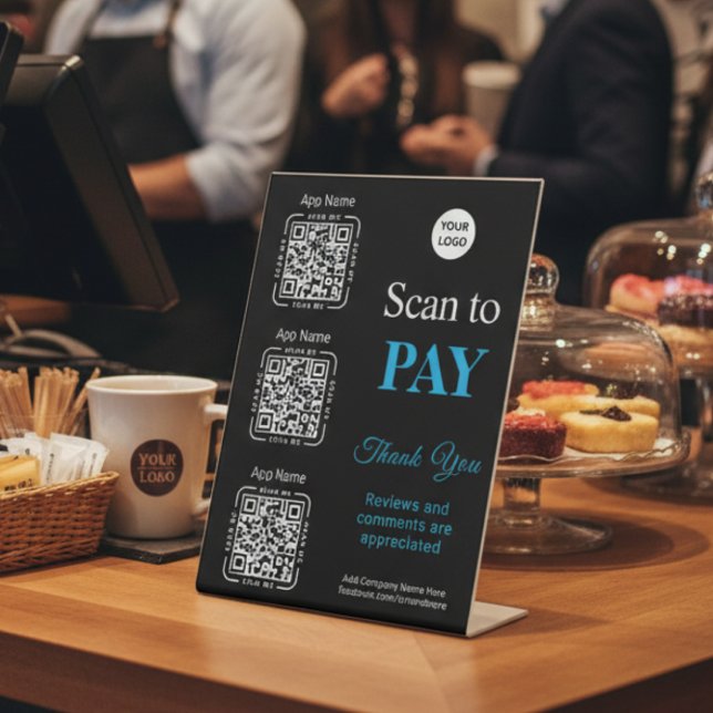 Signe De Table Paiement par Code QR - Logo de l'entreprise pour l (Créateur téléchargé)