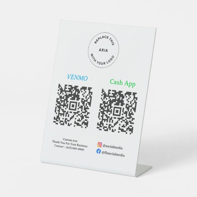 Signe De Table Paiement par Code QR - Logo de l'entreprise pour p (Recto)