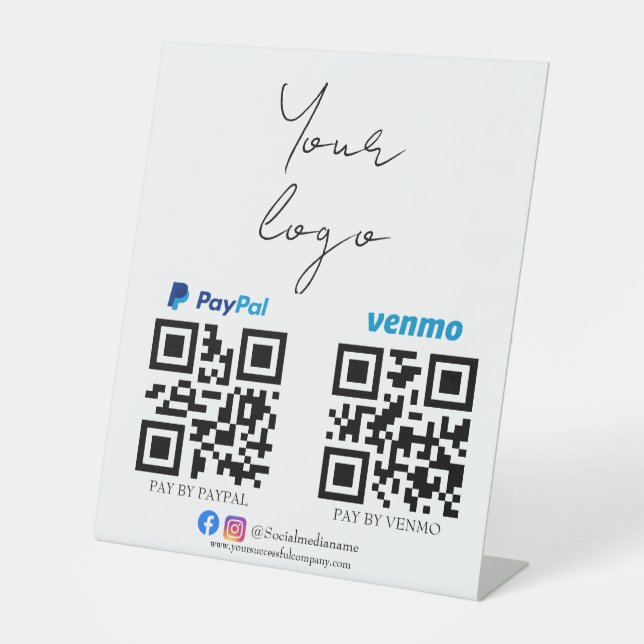 Signe De Table Paiement par code QR | logo de paiement par scan (Recto)