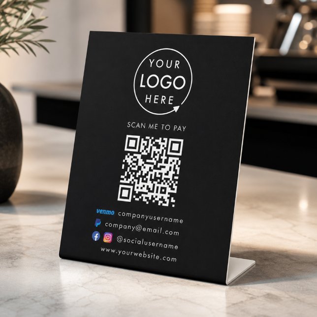 Signe De Table Paiement par Code QR | Paiement Venmo Paypal Entre (Créateur téléchargé)