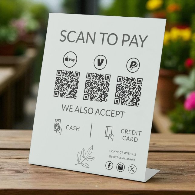 Signe De Table Paiement par code QR pour petite entreprise - Scan (Créateur téléchargé)