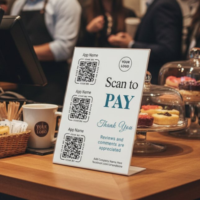 Signe De Table Paiement par code QR - Scanner pour payer le logo  (Créateur téléchargé)