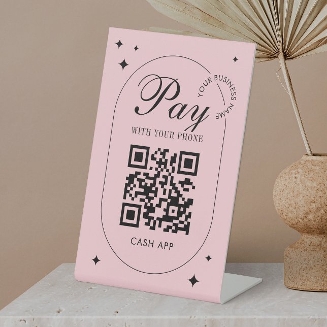 Signe De Table Paiement par code QR Venmo Girly Rose Scannez pour (Créateur téléchargé)