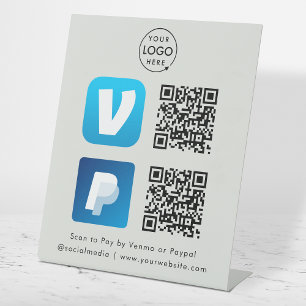 Signe De Table Paiement par Code QR   Venmo & Paypal Scannez pour
