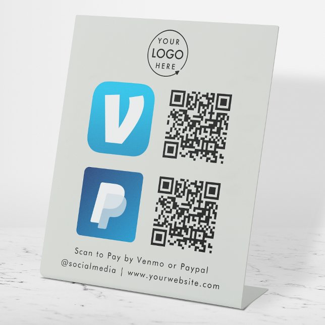 Signe De Table Paiement par Code QR | Venmo & Paypal Scannez pour (Versatile digital payment tabletop signs for sales, retail stores, salons, pop-ups, events & more!)