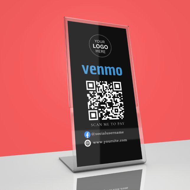 Signe De Table Paiement par code QR Venmo | Scannez pour payer le (Créateur téléchargé)