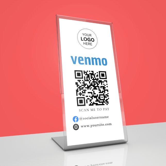 Signe De Table Paiement par code QR Venmo | Scannez pour payer le (Créateur téléchargé)