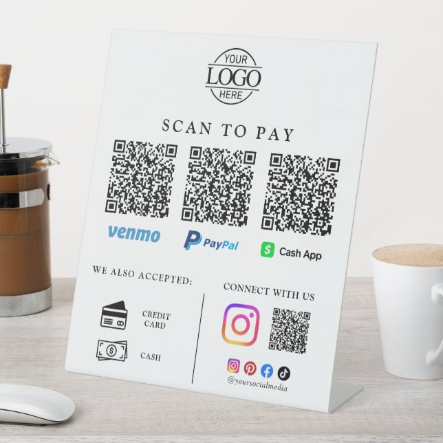 Signe De Table Paiement par scan de logo d'entreprise code QR san (In SItu)