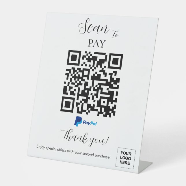 Signe De Table Paiement personnalisé Code QR moderne (Recto)