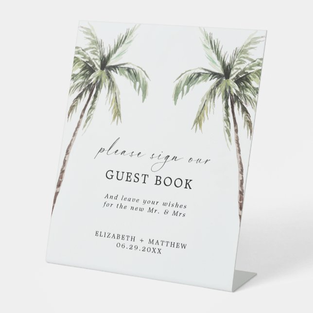 Signe De Table Palm Tree Tropical | Livre d'invité Mariage minima (Recto)