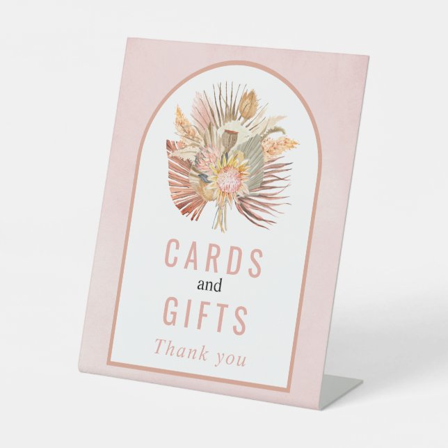 Signe De Table Palmier séché, pampas herbe douce rose mariage (Recto)