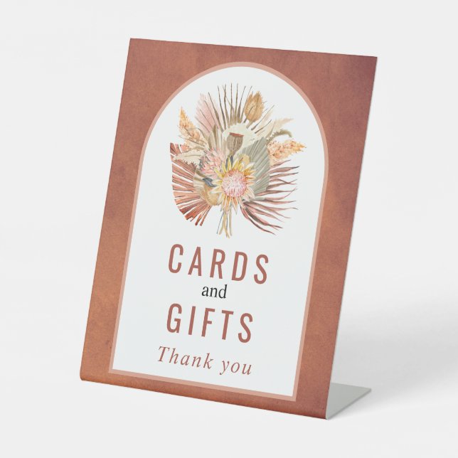 Signe De Table Palmier séché, pampas herbe terre cuite mariage (Recto)