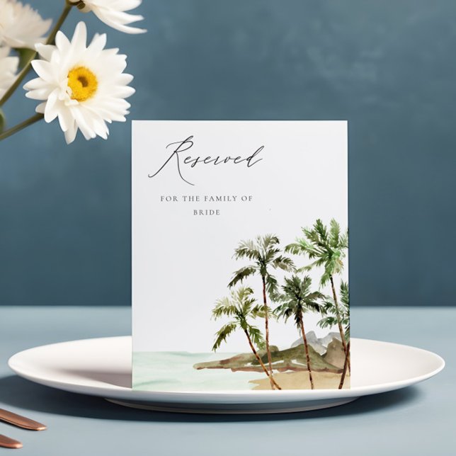 Signe De Table Palmiers Tropical Beach Sand Mariage Réservé (Créateur téléchargé)