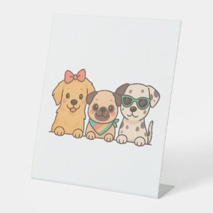 Signe De Table Pals de chiots - Trio de chiens mignons en style p