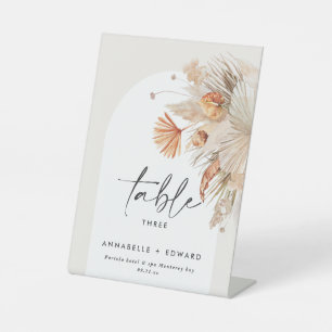 Signe De Table Pampas Grass Bohème fleuri Numéro de tableau