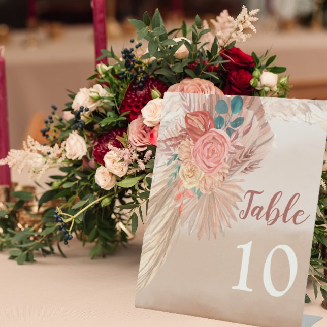 Signe De Table Pampas Grass Terracotta Boho Chic Wedding Party (Créateur téléchargé)
