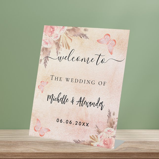 Signe De Table Pampas herbes papillons floraux accueil mariage (Créateur téléchargé)