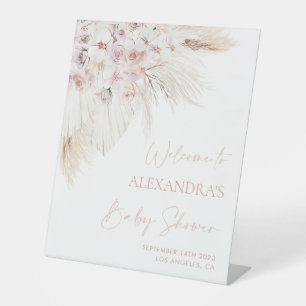 Signe De Table Pampas rose Grass Girl Baby shower Affiche de bien