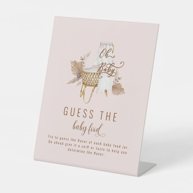 Signe De Table Pampas rose Grass Guess the Baby Food Sign (Recto)