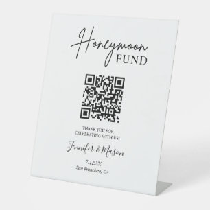 Signe De Table Pancarte Cadeau de Lune de Miel, Code QR Vœux de L