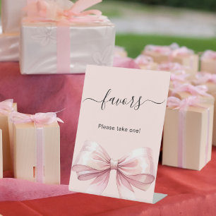 Signe De Table Pancarte cadeau noeud rose
