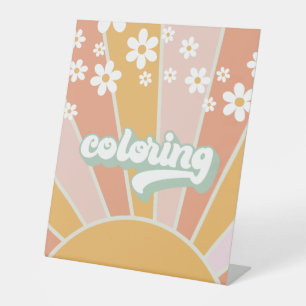 Signe De Table Pancarte d'activité de coloriage groovy Retro Suns