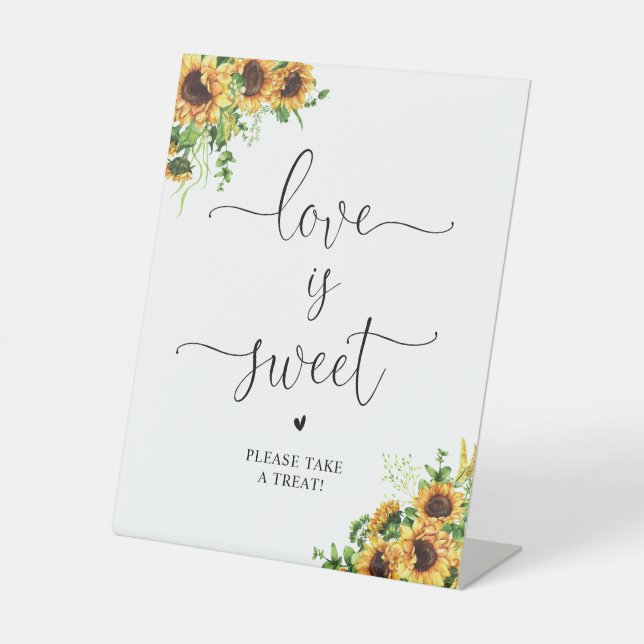 Signe De Table Pancarte d'amour doux Tournesol (Recto)