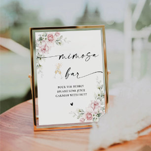 Signe De Table Pancarte de bar à Mimosa pour mariage avec des ros