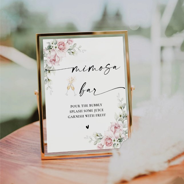 Signe De Table Pancarte de bar à Mimosa pour mariage avec des ros (Créateur téléchargé)