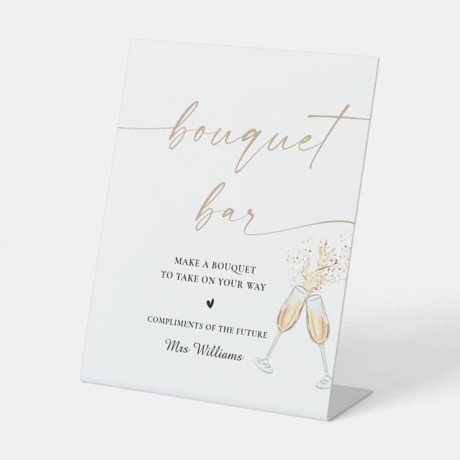 Signe De Table Pancarte de bar de bouquets de mariage bohème (Recto)