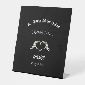 Signe De Table Pancarte de bar ouvert pour mariage gothique Hallo