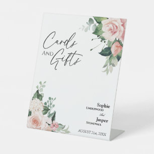 Signe De Table Pancarte de cartes et cadeaux de mariage blanc flo