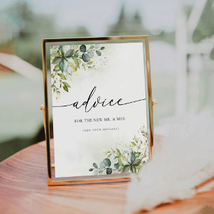 Signe De Table Pancarte de conseils floraux d'eucalyptus vert
